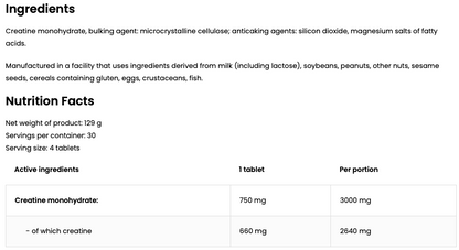 Creatine Micronized – 120 tabletten, 3 000 mg creatinemonohydraat | OstroVit
