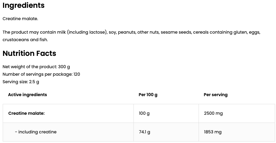 Tri-Creatine | Creatine Malaat | Poeder | 300 g | Supreme Pure Natural | OstroVit