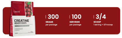 Creatine Monohydrate 300 g – Cherry, 100 porties, Vegan | OstroVit