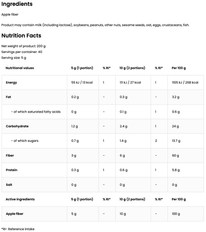 Apple Fiber VEGE 200 g – 100% appelvezel, 40 porties | OstroVit