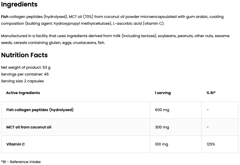 Marine Collagen + MCT – 90 capsules, +100 mg vitamine C | OstroVit
