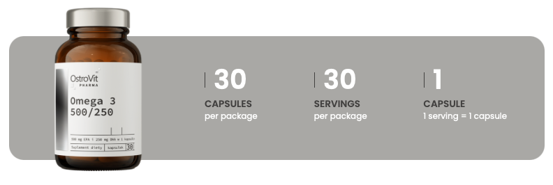 Omega 3 500/250 – 30 softgels, 500 mg EPA + 250 mg DHA | OstroVit Pharma