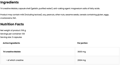 Kreatinmalat 3600 mg – 400 kapsler, 133 portioner | OstroVit