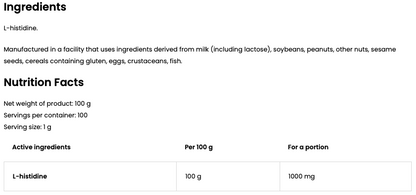 Histidin | L-Histidin | 100 g | Supreme Pure Natural | OstroVit