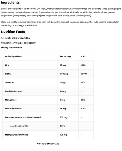 Healthy Nails – 30 vegan capsules, Zink, selenium & biotine | OstroVit