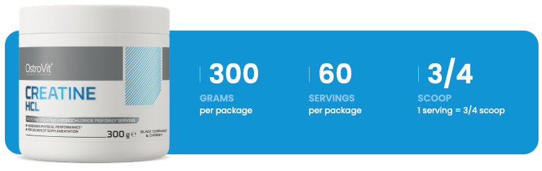 Creatine HCl – 300 g, Zwarte bes & kers, 60 porties | OstroVit