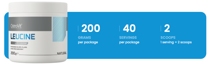 Leucine – 200 g poeder, 5 g per portie, Zonder toevoegingen | OstroVit