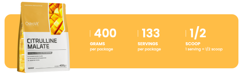 Citrulline – 400 g Mango, 2 790 mg citrulline‑malaat | OstroVit