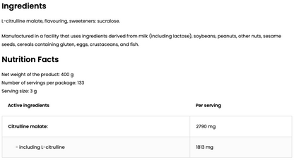 Citrulline – 400 g Mango, 2 790 mg citrulline‑malaat | OstroVit