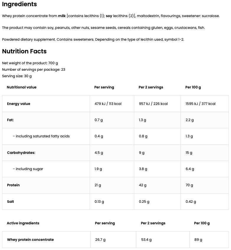 100% Whey Protein – 700 g Amandel‑Kokos, 21 g eiwit | OstroVit