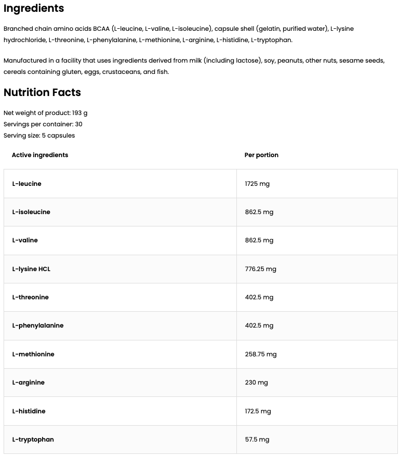 EAA | 5750 mg | 150 kapsler | OstroVit