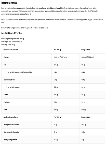 Vegansk proteinblanding | Vegansk protein | 700 g | Jordbær 🍓 | OstroVit