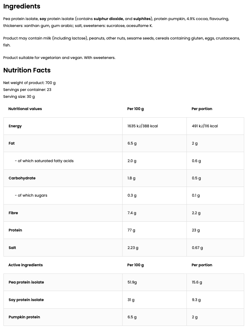 Vegansk proteinblanding | Vegansk protein | 700 g | Chokolade 🍫 | OstroVit