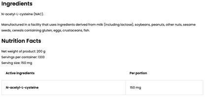 NAC – 200 g poeder, 100% N‑acetyl‑L‑cysteïne | OstroVit