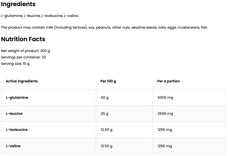 BCAA + Glutamin | 200 g | Supreme Pure Natural | OstroVit