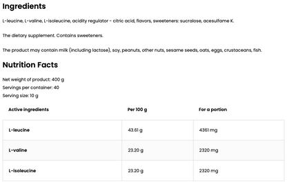 BCAA Instant | 2-1-1 | 400 g | Kirsebær | OstroVit