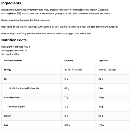 Gainer Aardbei‑Banaan – 1000 g, Carb‑Protein shake | OstroVit