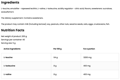 BCAA 8‑1‑1 Citroen – 200 g poeder, 40 porties | OstroVit