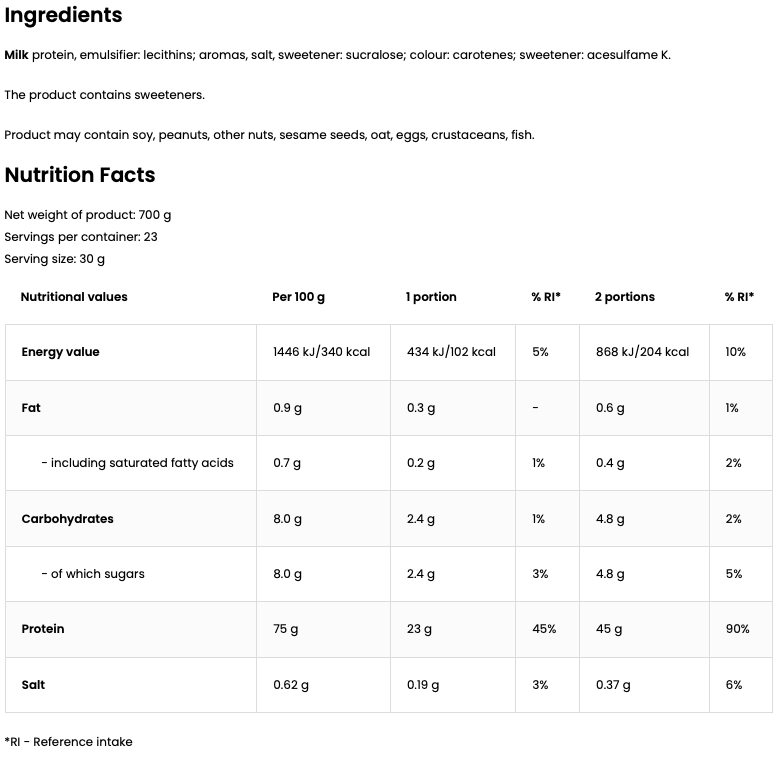 Micellært kasein | 700 g | Vanilje 🤍 | OstroVit