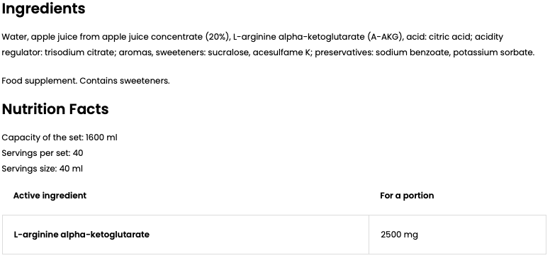 AAKG | Shot | 20 x 80 ml | Hindbær Citron | OstroVit