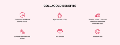 PureGold CollaGold Aardbei – 300 g collageendrank, 10 g collageen + vit. C, A, zink & selenium