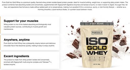 PureGold Iso Whey Gold Triple Chocolate – 2000 g whey isolate, eiwit + enzymen