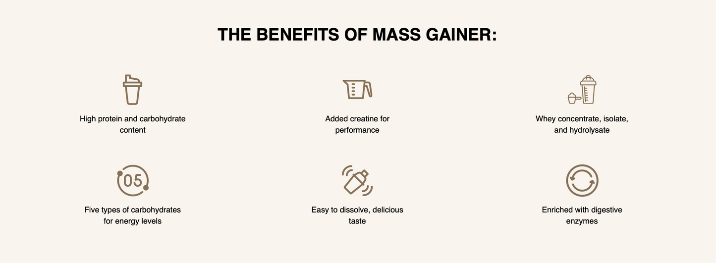 PureGold Mass Gainer Vanille – 3000 g, 444 kcal + 28 g eiwit + 3 g creatine per portie