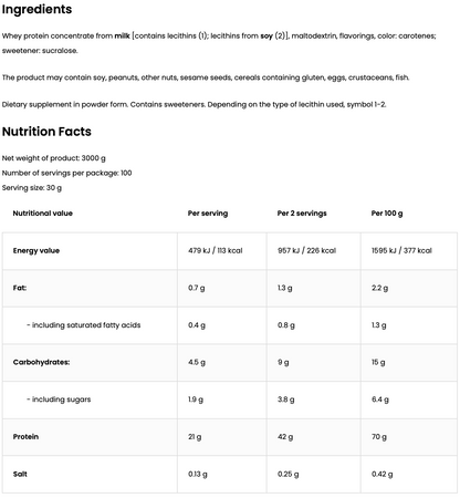 Whey Protein Banana Cake 3 kg, WPC Eiwitpoeder - 100% Whey