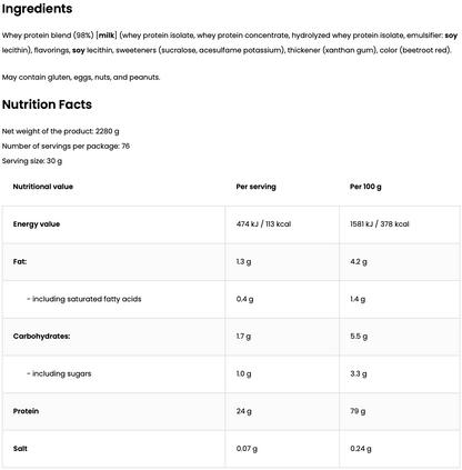Optimum Whey Gold Standard Strawberry 2,28 kg - 80 Porties