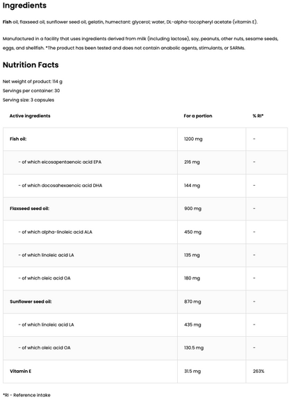 Omega 3-6-9 + Vitamine E 90 Softgels