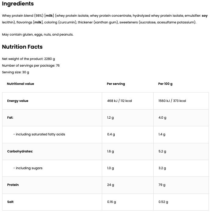 Optimum Whey Gold Standard Banana Cream 2,28 kg - 80 Porties