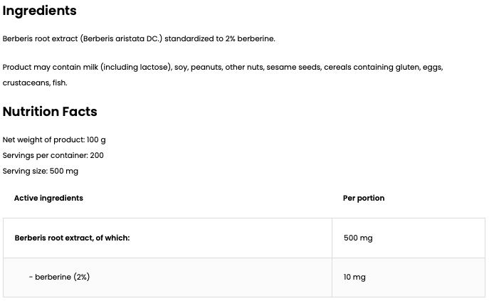 Berberis Extract 100 g – Berberiswortelextract, 2% Berberine, 200 Porties | OstroVit