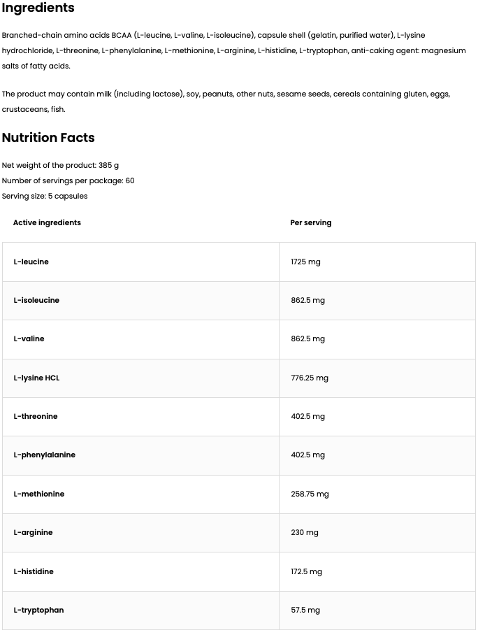 EAA | 5750 mg | 300 Kapseln | OstroVit