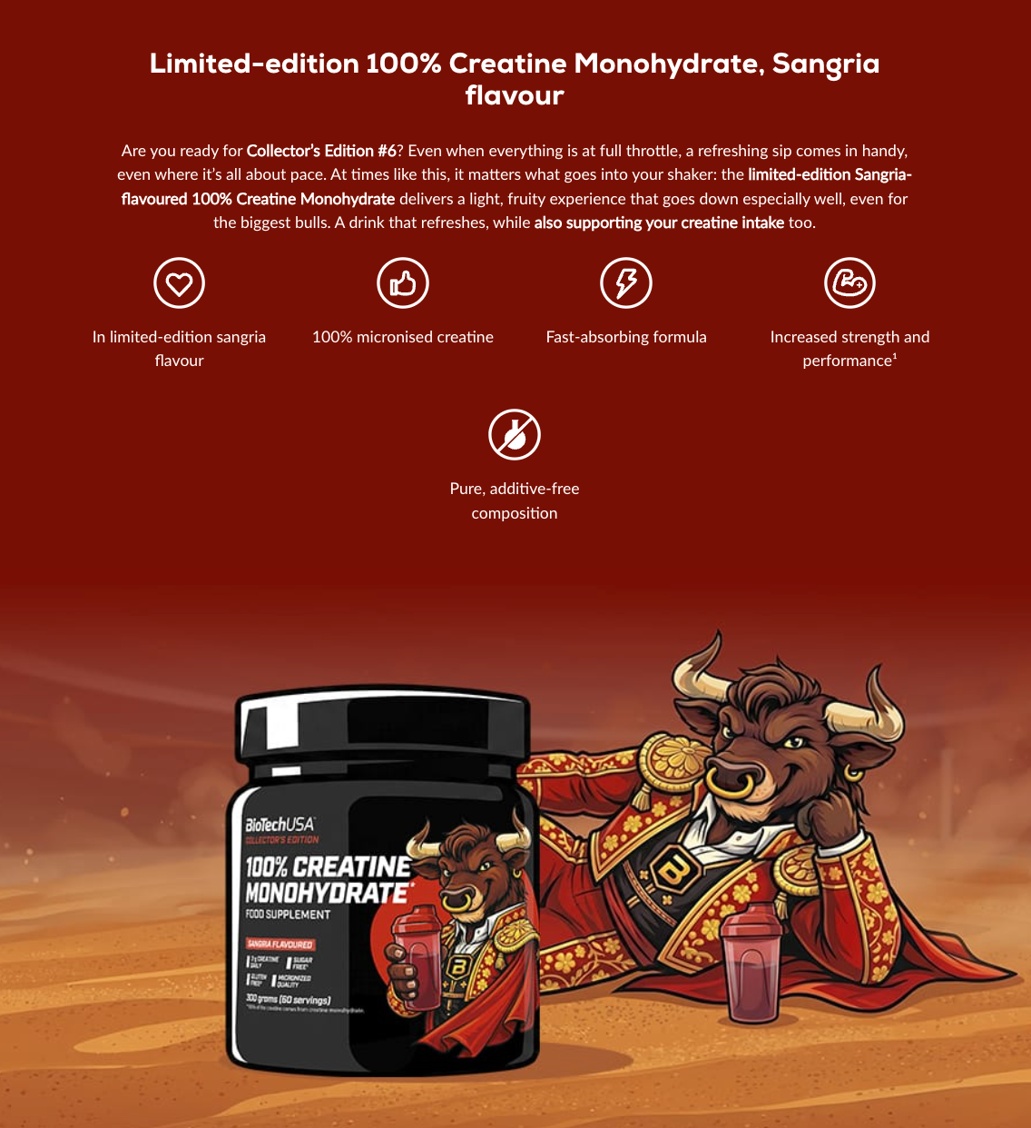100% Creatine Monohydraat 300g Sangria