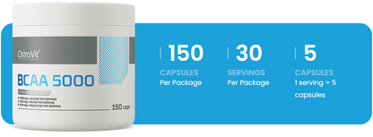 BCAA 5000 mg – 150 capsules, 5 g BCAA (2:1:1) per portie | OstroVit