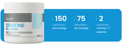 Creatine HCl 2400 mg – 150 Capsules, 75 Porties Creatine-Hydrochloride | OstroVit