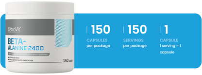 Beta‑Alanine 2400 mg – 150 vegan capsules, 800 mg per capsule | OstroVit
