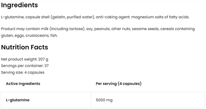 Glutamine 5000 mg – 150 capsules, 5 g per portie | OstroVit
