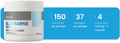 Glutamine 5000 mg – 150 capsules, 5 g per portie | OstroVit