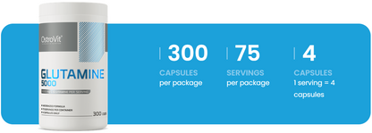 Glutamine 5000 mg – 300 capsules, 5 g per portie | OstroVit