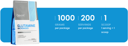 Glutamine Micronized 1000 g – 100% L-Glutamine Poeder, 200 Porties | OstroVit