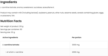 L‑Carnitine – 210 g poeder, Ananas, 3 000 mg per portie | OstroVit