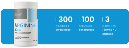 OstroVit Arginine 3000 mg – 300 Capsules | 100 Porties L-Arginine