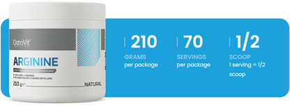Arginin – 210 g pulver, 3 g L-arginin pr. portion (70 portioner) | OstroVit