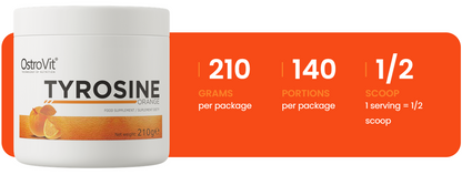 Tyrosine – 210 g, Sinaasappel, Met taurine & B6 | OstroVit