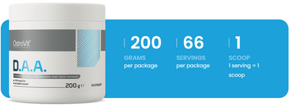 D.A.A. Framboos – 200 g poeder, 2,7 g per scoop | OstroVit