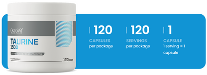 Taurin 1500 mg – 120 Kapseln, 1 pro Tag | OstroVit