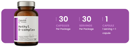 Methyl B Complex – 30 vegane Kapseln, bioaktive B-Vitamine + C &amp; E | OstroVit Pharma