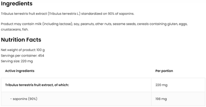 Tribulus Terrestris-ekstrakt | Vegansk | 454 portioner | 100 g | Pulver | Ostrovit