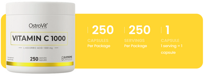 C-vitamin 1000 mg – 250 veganske kapsler, 1 om dagen | OstroVit